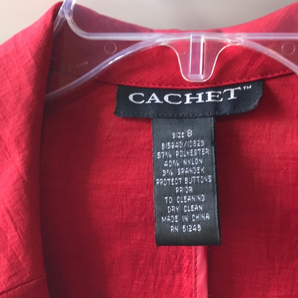 Cachet Red Tie-Waist Short Sleeve Blouse - Picture 2 of 7
